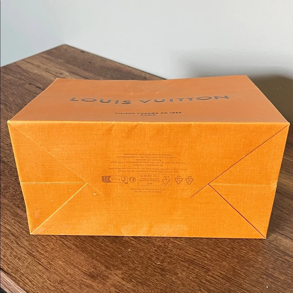Louis Vuitton Orange Gift Bag with Blue Ribbon Handles